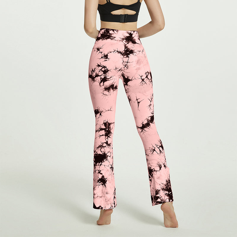 Fashion Tie Dye Printed Yoga Bell-Bottomed Pants Seamless High Waist Quick-drying Fitness Running Sports Leggings Women Flares Fashion Tie Dye Printed Yoga Bell-Bottomed Pants Seamless High Waist Quick-drying Fitness Running Sports Leggings Women Flares